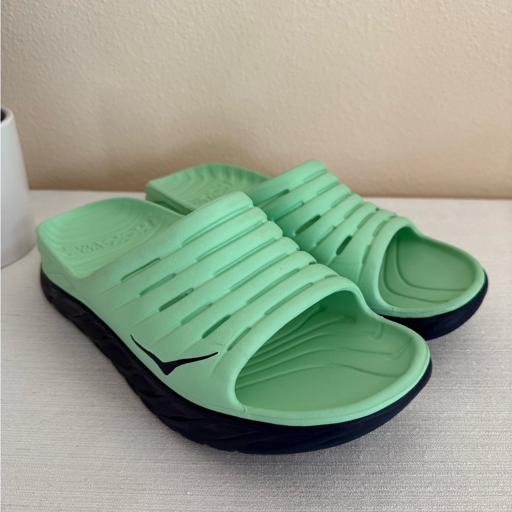 HOKA One One Mint Green/Black Unisex Slide Sandals